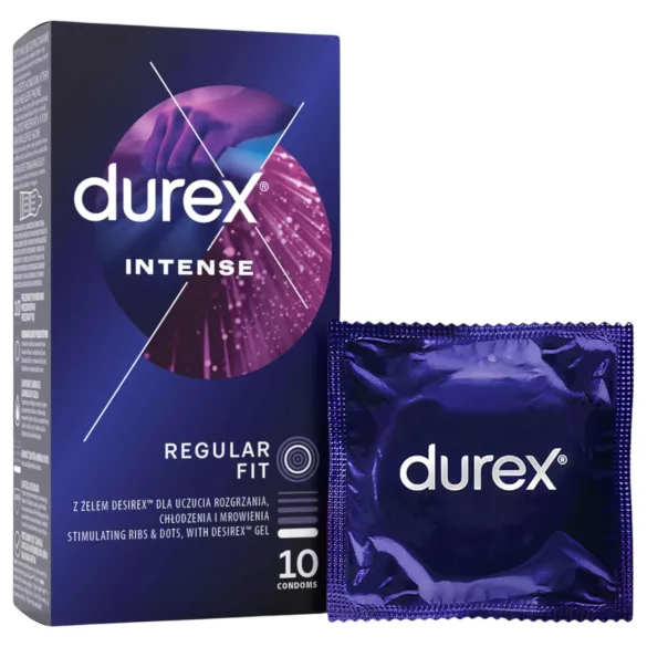 Durex Intense - prezerwatywy prążkowane i punktowe - 10 sztuk