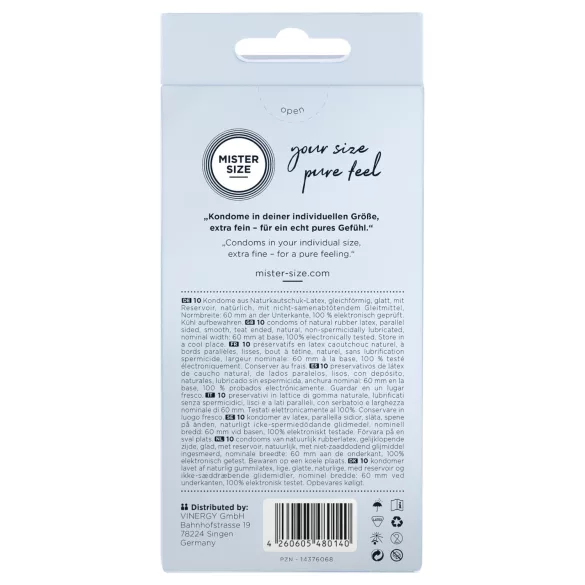 Mister Size - prezerwatywy cienkie - 60 mm - 10 sztuk