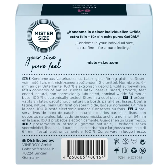 Mister Size - prezerwatywy ultracienkie - 64mm - 3 sztuki