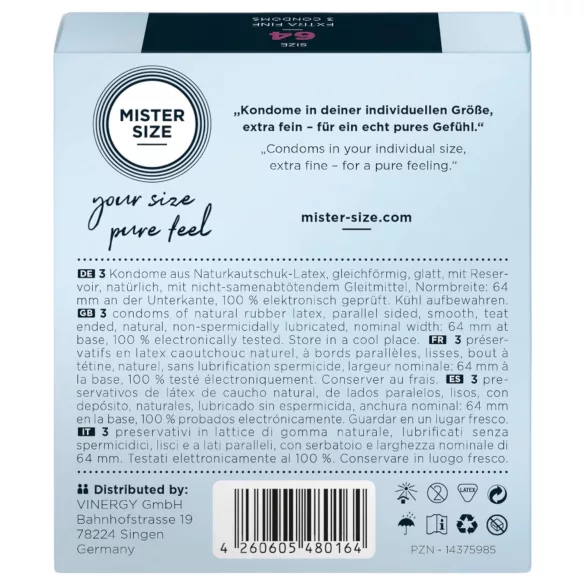 Mister Size - prezerwatywy ultracienkie - 64mm - 3 sztuki
