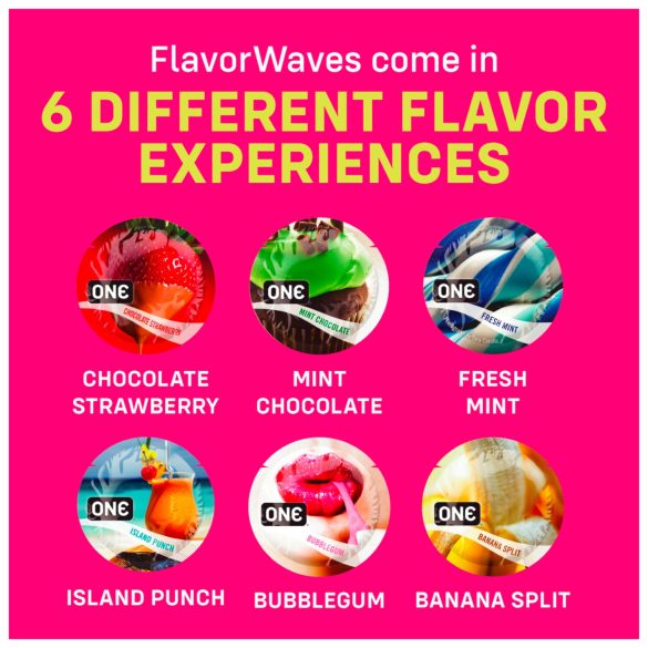 ONE Flavor Waves - prezerwatywy smakowe - mix smaków - 12 sztuk