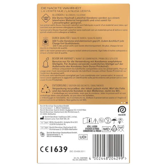 Durex Hautnah - prezerwatywy bez lateksu - 10 sztuk