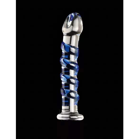 Icicles No. 5 - szklany dildo spiralny - przezroczysty niebieski