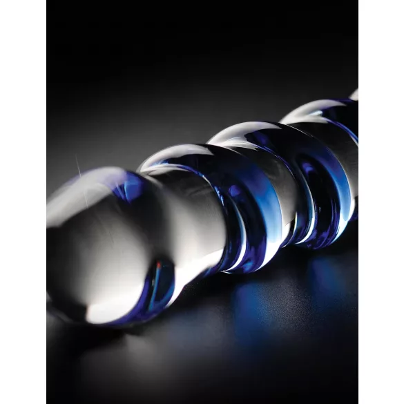 Icicles No. 5 - szklany dildo spiralny - przezroczysty niebieski