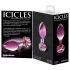 Icicles No. 48 - szklany korek analny - kwiatowy wzór - różowy