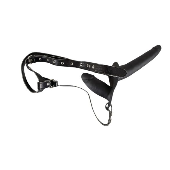 You2Toys - dildo na pasku podwójne - silikonowe - czarne