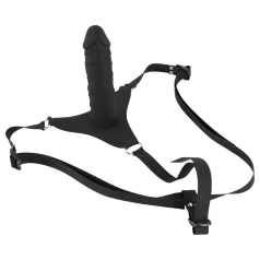 You2Toys - strap-on silikonowy - czarny dildo przymocowywany