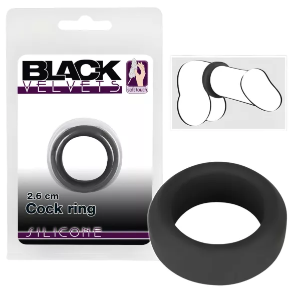 Black Velvets - pierścień na penisa silikonowy 2,6 cm - czarny
