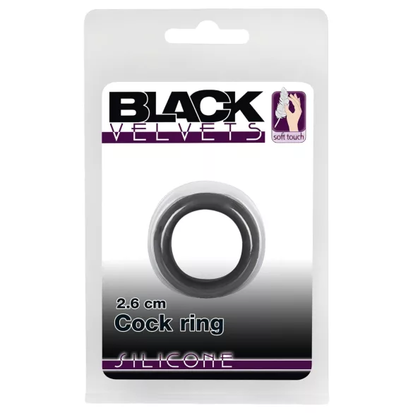 Black Velvets - pierścień na penisa silikonowy 2,6 cm - czarny