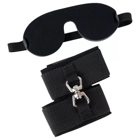 Bad Kitty - kajdanki i opaska na oczy - czarny