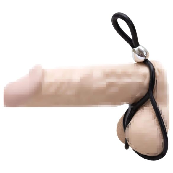 You2Toys - potrójny regulowany pierścień na penisa i jądra - czarny