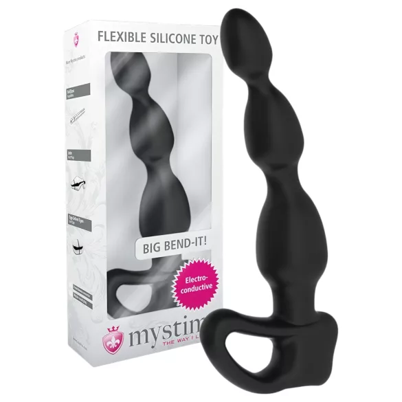 mystim Big Bend-it! - kulkowy elektro analny dildo (czarny)