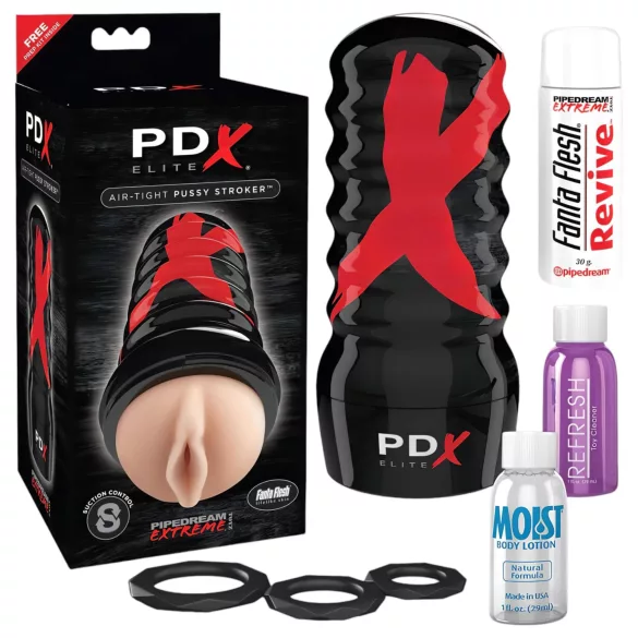 PDX Elite - masturbator dla mężczyzn - ręczny, z regulacją ssania - naturalny