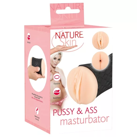 Nature Skin - masturbator wagina i anus - realistyczny silikon cielisty-czarny