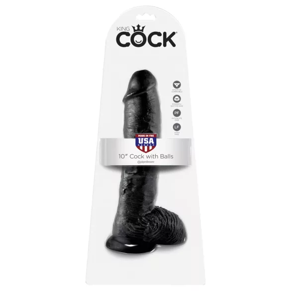 King Cock - dildo realistyczne z jądrami - 25 cm - czarny
