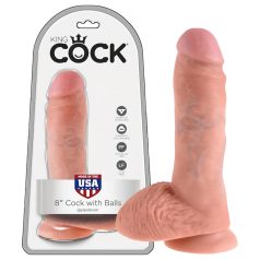 King Cock - realistyczny dildo z jądrami - 20 cm - beżowy