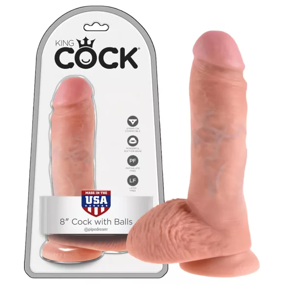 King Cock - realistyczny dildo z jądrami - 20 cm - beżowy