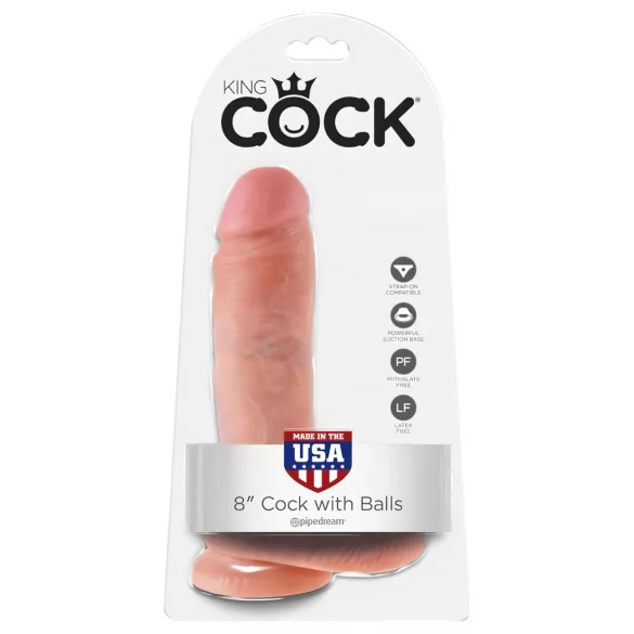 King Cock - realistyczny dildo z jądrami - 20 cm - beżowy