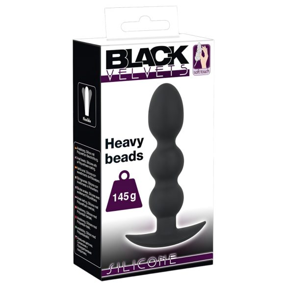 Black Velvets - korek analny z kulką - ciężki 145g - czarny