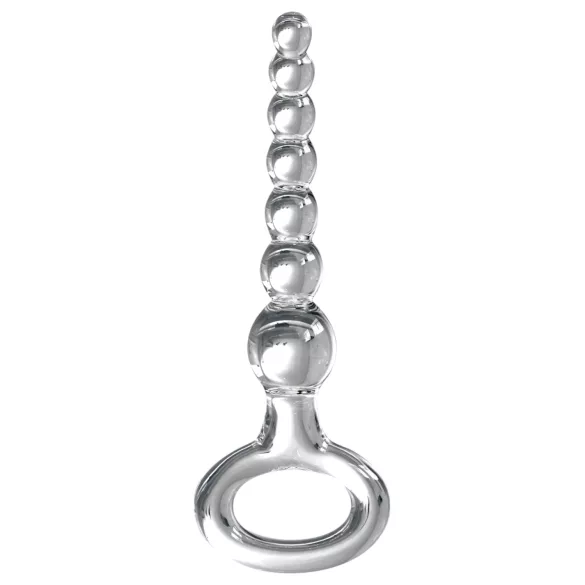 Icicles No. 67 - szklany dildo z kulkami - przezroczysty