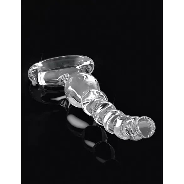 Icicles No. 67 - szklany dildo z kulkami - przezroczysty