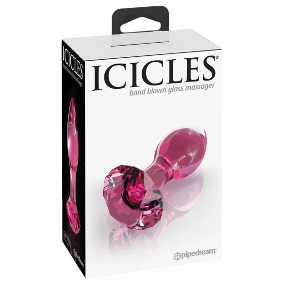 Icicles No. 79 - korek analny szklany stożkowy - różowy