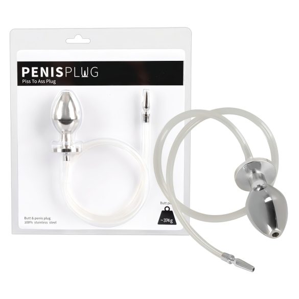 Piss to Ass Plug - korek analny z otworem - z rozszerzaczem cewki moczowej