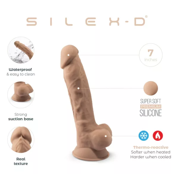 Silexd 7 - dildo z przyssawką - 17,5 cm - naturalny
