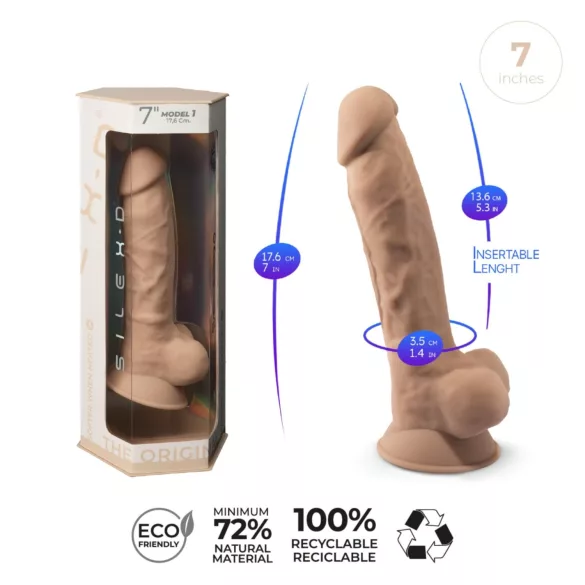 Silexd 7 - dildo z przyssawką - 17,5 cm - naturalny