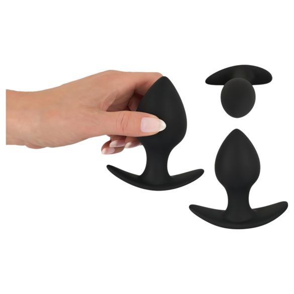 Black Velvets - zestaw korków analnych silikonowych 3 sztuki - czarne