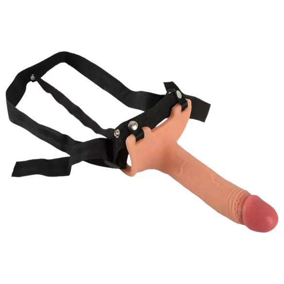 Realistixxx - strap-on - dildo z paskiem, puste w środku - cielisty