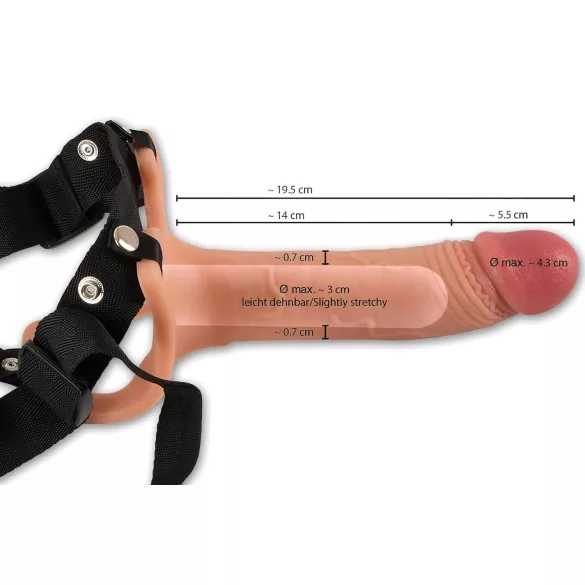 Realistixxx - strap-on - dildo z paskiem, puste w środku - cielisty