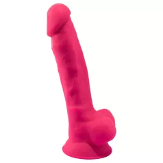   Silexd 7 - dildo z jądrami, na przyssawce - 17,5 cm (różowe)