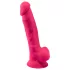 Silexd 7 - dildo z jądrami, na przyssawce - 17,5 cm (różowe)