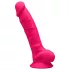 Silexd 7 - dildo z przyssawką i jądrami - 17,5 cm różowy