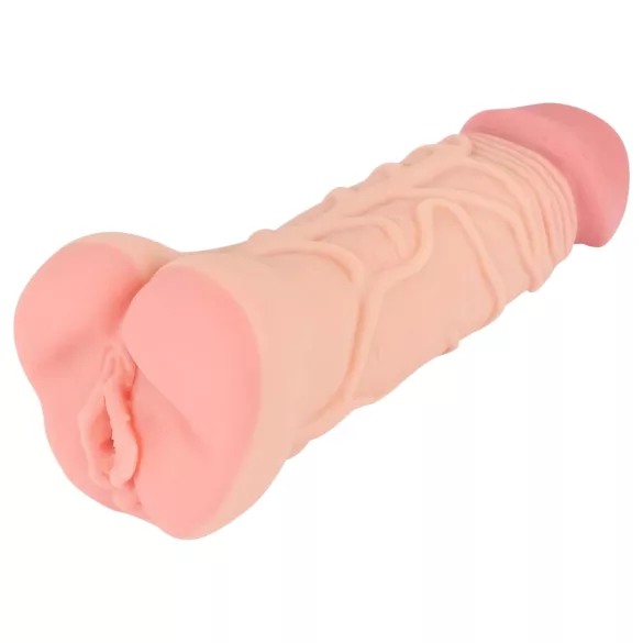 Nature Skin - masturbator i nakładka na penisa 2w1 - realistyczny - beżowy