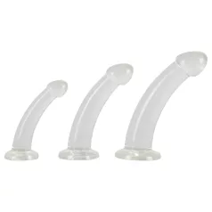   Crystal Clear - zestaw dildo analnych z żołędziem - 3 sztuki - przezroczysty