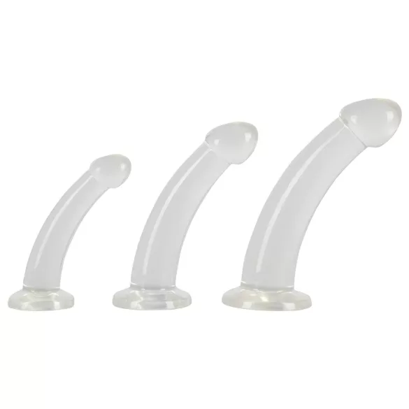 Crystal Clear - zestaw dildo analnych z żołędziem - 3 sztuki - przezroczysty