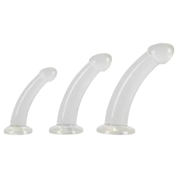 Crystal Clear - zestaw dildo analnych z żołędziem - 3 sztuki - przezroczysty
