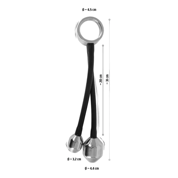 You2Toys Heavy Gear - pierścień na penisa z obciążeniem analnym - silikon czarny