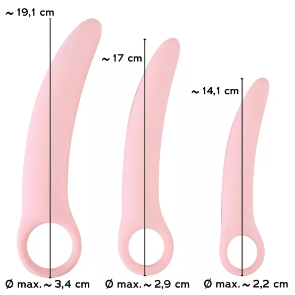SMILE - trenażery waginalne - zestaw dildo - silikon różowy 3 sztuki