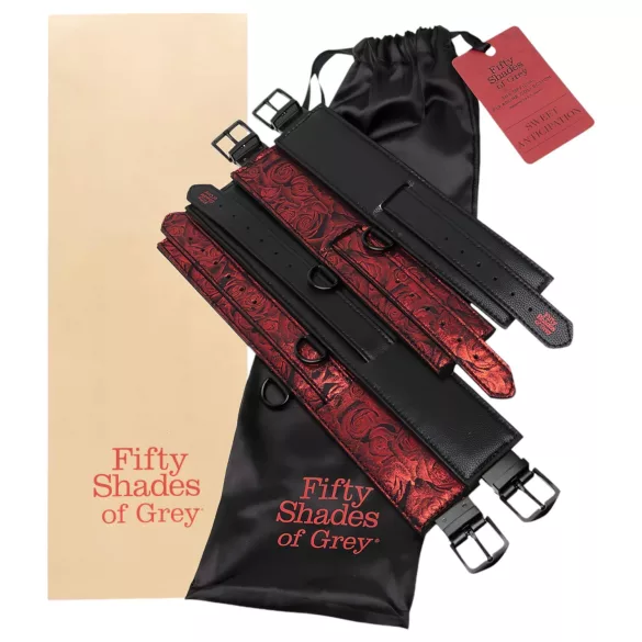 Fifty Shades of Grey - kajdanki zestaw - regulowane - czarno-czerwone