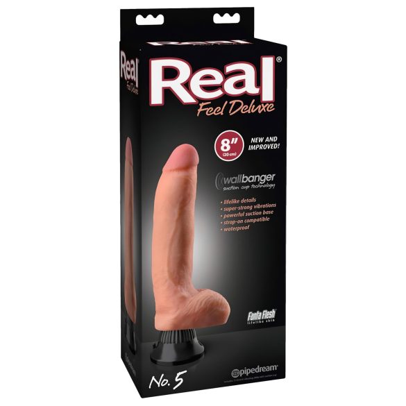 Real Feel Deluxe No.5 - wibrator realistyczny z jądrami - skóra naturalna