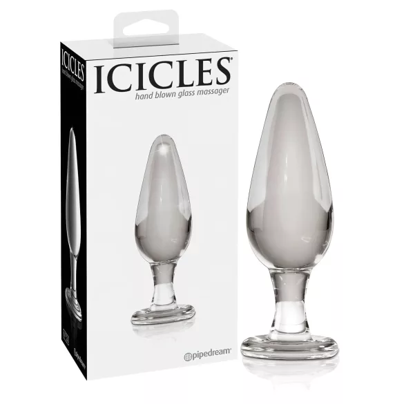 Icicles No. 26 - stożkowy, szklany korek analny (przezroczysty)
