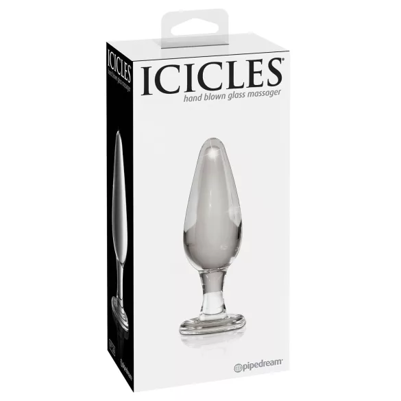 Icicles No. 26 - stożkowy, szklany korek analny (przezroczysty)