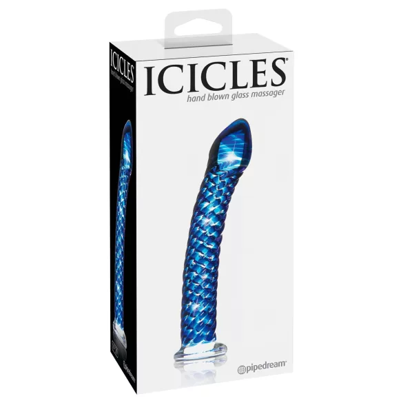 Icicles No. 29 - dildo szklane - spiralny penis - niebieski