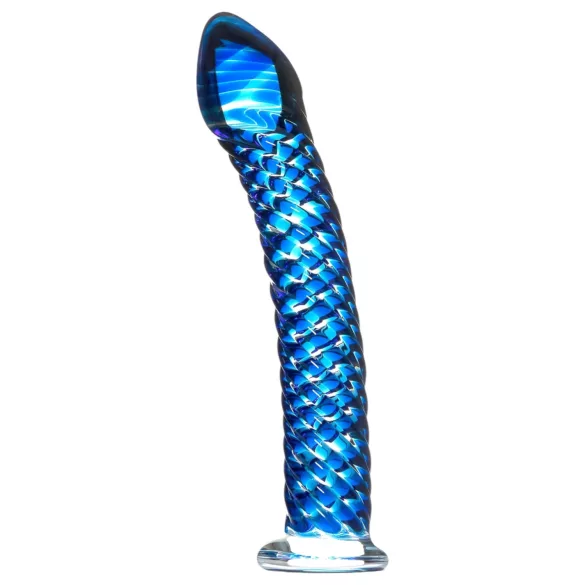 Icicles No. 29 - dildo szklane - spiralny penis - niebieski