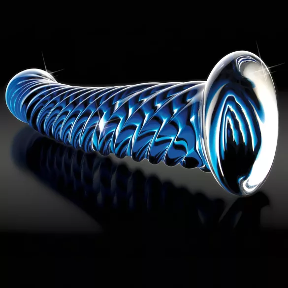 Icicles No. 29 - dildo szklane - spiralny penis - niebieski