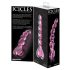 Icicles No. 43 - szklany dildo z sercami i perełkami (różowy)
