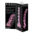 Icicles No. 43 - szklany dildo z perełkami i sercem - różowy